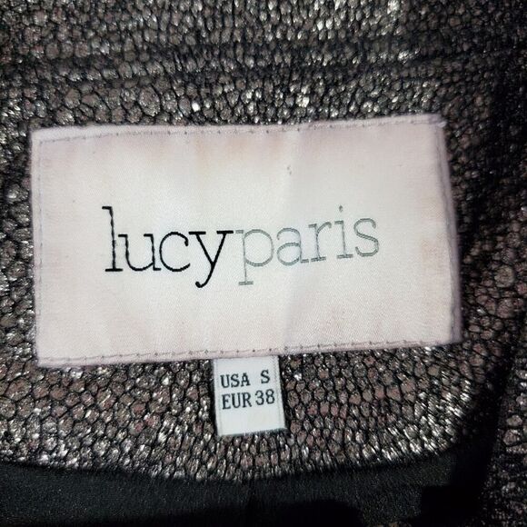 Lucy Paris Moto Jacket Bronze Metallic Size Small - Picture 3 of 11